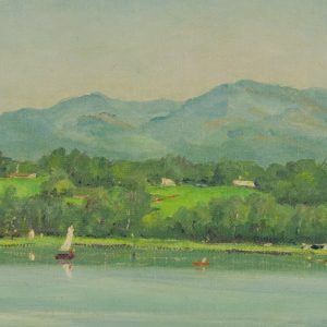 Henry Curtis Ahl painting of Seven Tree Lake Union Maine at Fry Fine Art.