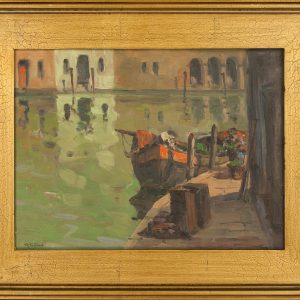 George Turland Goosey Oil painting of Venetian Canal