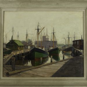 Abraham Rosenthal Oil painting of New England Harbor